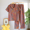 Vintage Çiçek Desenli Pamuklu Pijama Takımı